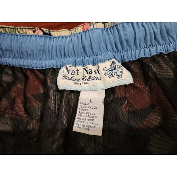 Nat Nast Cabana Collection Large Blue Floral Swim Trunks Hawaiian Shorts Size L - Picture 2 of 6
